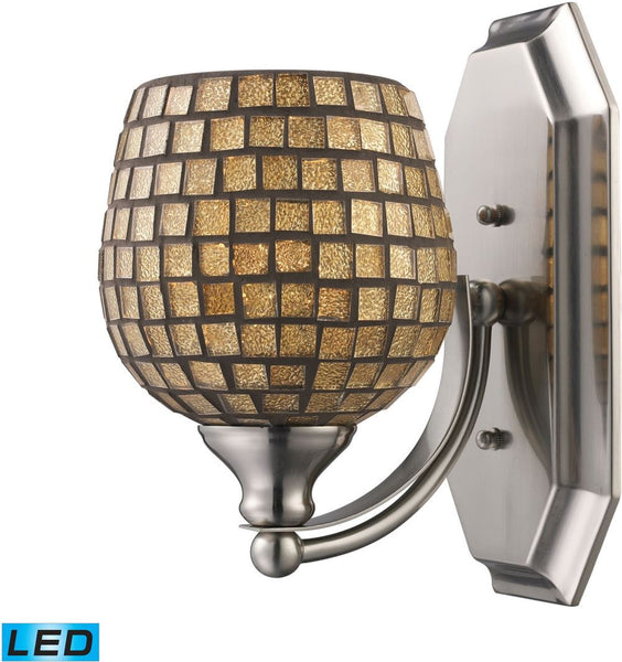 Bath and Spa 1 Light Led Vanity In Polished Chrome and Gold Leaf Glass