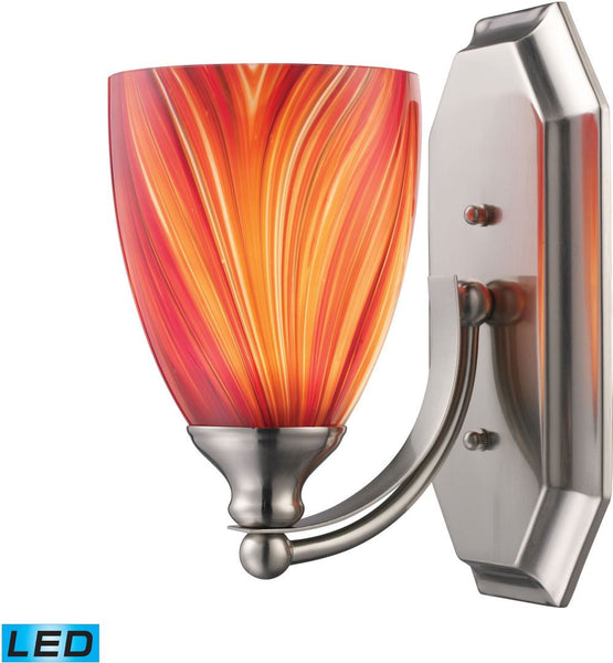 Bath and Spa 1 Light Led Vanity In Polished Chrome and Multi Glass