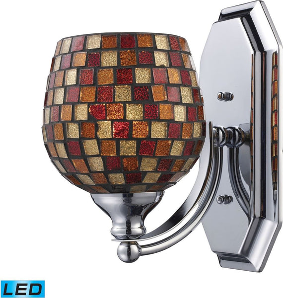 Bath and Spa 1 Light Led Vanity In Polished Chrome and Multi Fusion Glass