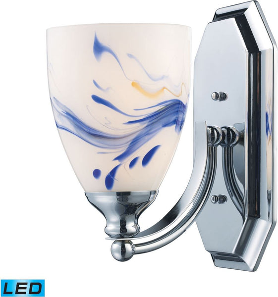Bath and Spa 1 Light Led Vanity In Polished Chrome and Mountain Glass