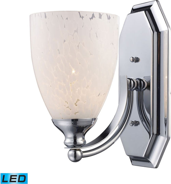 Bath and Spa 1 Light Led Vanity In Polished Chrome and Snow White Glass