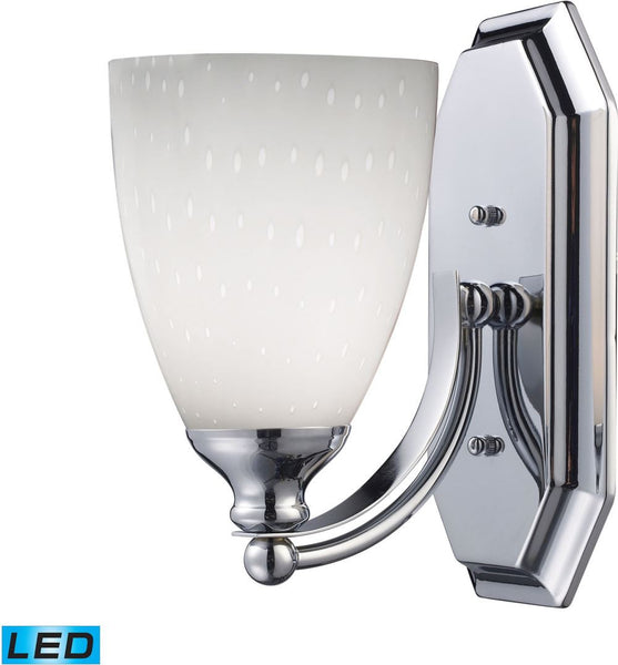 Bath and Spa 1 Light Led Vanity In Polished Chrome and Simple White Glass
