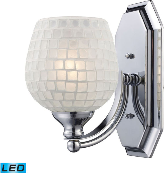Bath and Spa 1 Light Led Vanity In Polished Chrome and White Glass