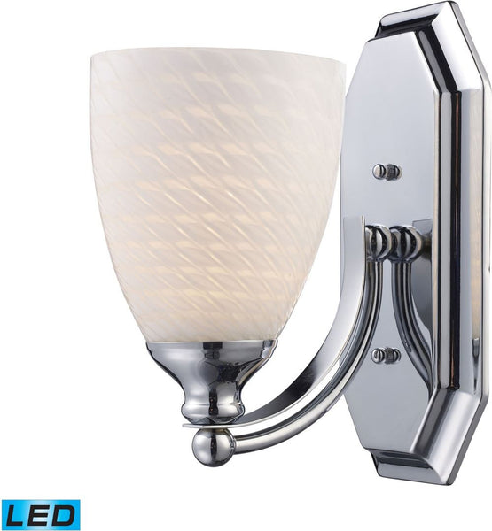 Bath and Spa 1 Light Led Vanity In Polished Chrome and White Swirl Glass