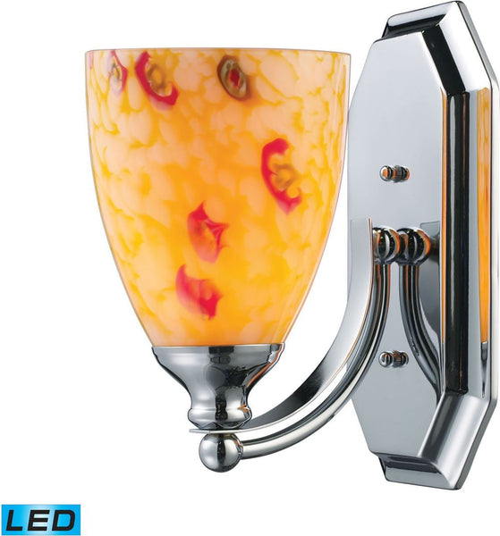 Bath and Spa 1 Light Led Vanity In Polished Chrome and Yellow Glass