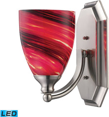 Bath and Spa 1 Light Led Vanity In Satin Nickel and Autumn Glass