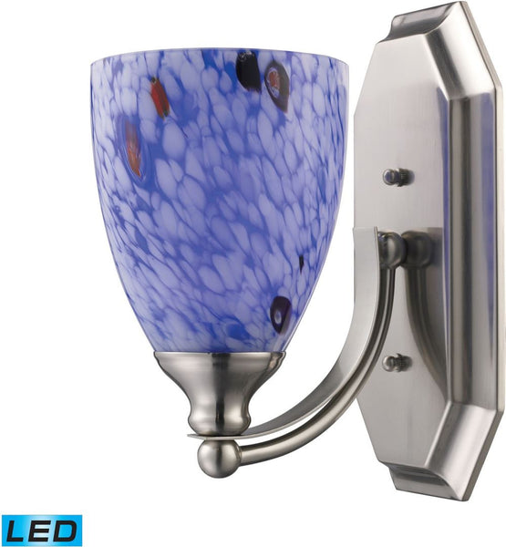 Bath and Spa 1 Light Led Vanity In Satin Nickel and Starburst Blue Glass