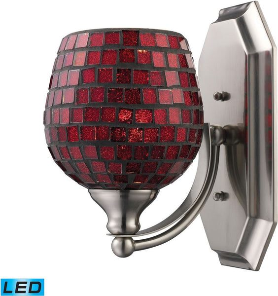 Bath and Spa 1 Light Led Vanity In Satin Nickel and Copper Glass