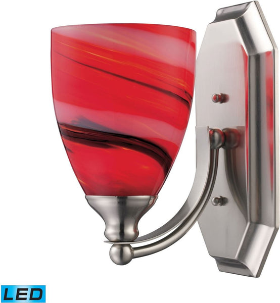 Bath and Spa 1 Light Led Vanity In Satin Nickel and Candy Glass
