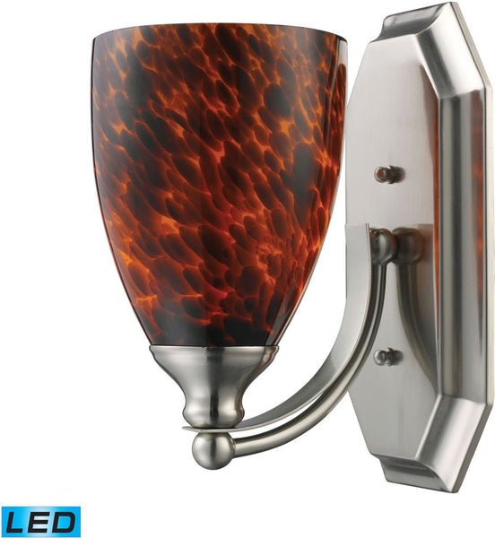 Bath and Spa 1 Light Led Vanity In Satin Nickel and Espresso Glass