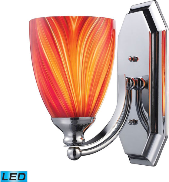 Bath and Spa 1 Light Led Vanity In Satin Nickel and Multi Glass