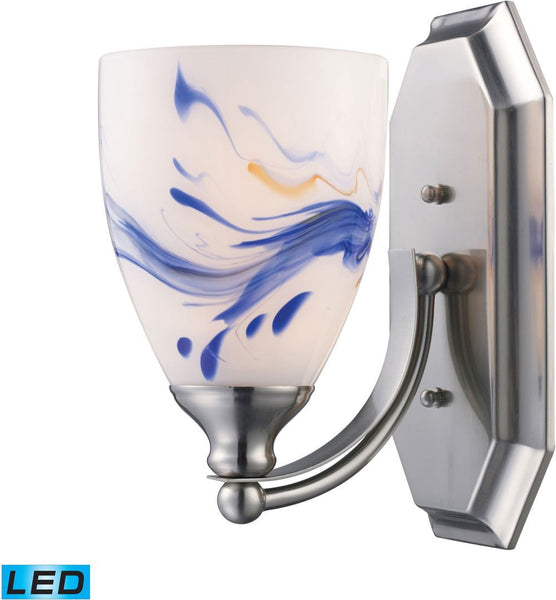 Bath and Spa 1 Light Led Vanity In Satin Nickel and Mountain Glass