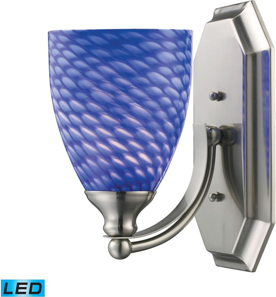 Bath and Spa 1 Light Led Vanity In Satin Nickel and Sapphire Glass