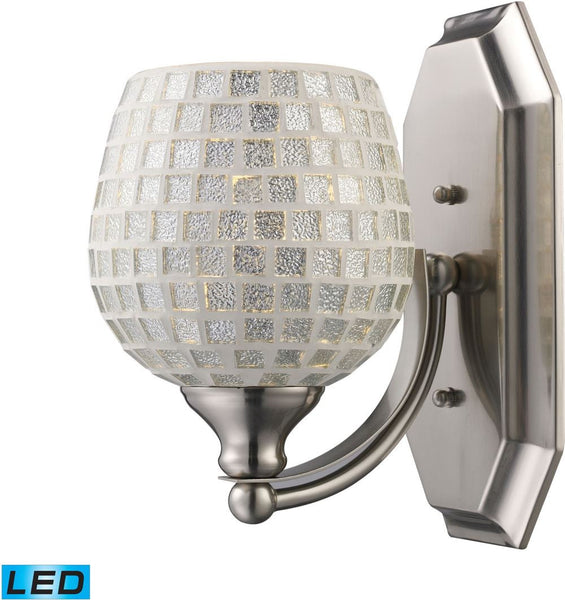 Bath and Spa 1 Light Led Vanity In Satin Nickel and Silver Glass