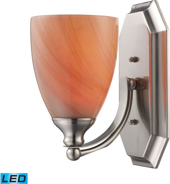 Bath and Spa 1 Light Led Vanity In Satin Nickel and Sandy Glass