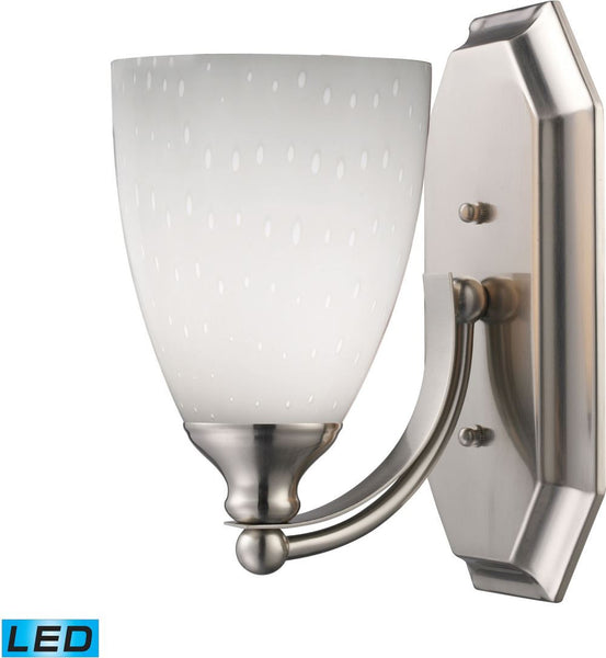 Bath and Spa 1 Light Led Vanity In Satin Nickel and Simple White Glass