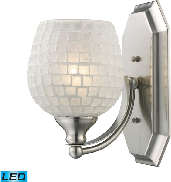 Bath and Spa 1 Light Led Vanity In Satin Nickel and White Glass