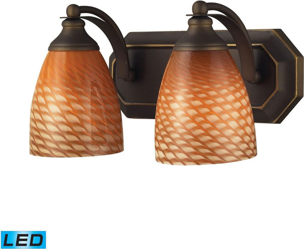 Bath and Spa 2 Light Led Vanity In Aged Bronze and Cocoa Glass