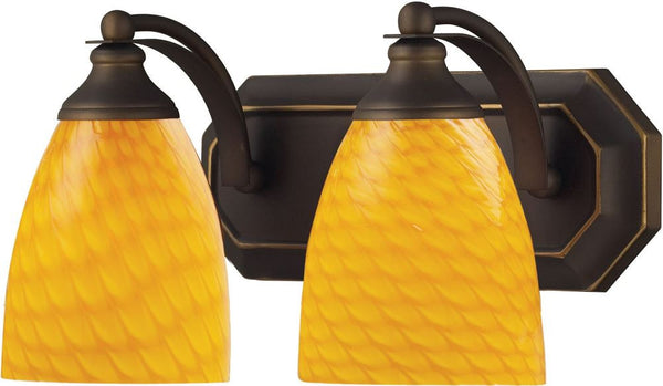 Bath and Spa 2 Light Vanity In Aged Bronze and Canary Glass