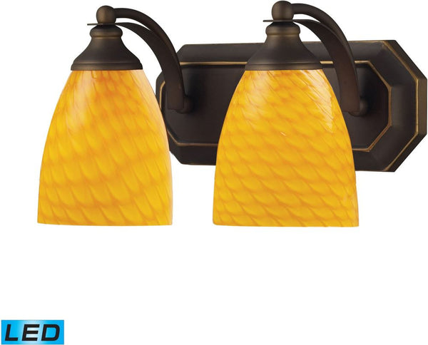 Bath and Spa 2 Light Led Vanity In Aged Bronze and Canary Glass