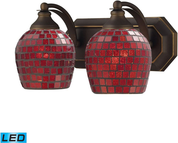 Bath and Spa 2 Light Led Vanity In Aged Bronze and Copper Glass