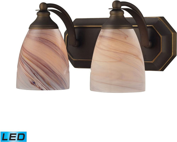 Bath and Spa 2 Light Led Vanity In Aged Bronze and Creme Glass