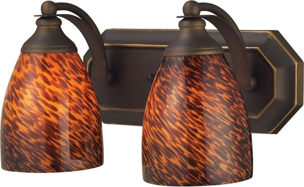 Bath and Spa 2 Light Vanity In Aged Bronze and Espresso Glass