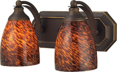 Bath and Spa 2 Light Vanity In Aged Bronze and Espresso Glass