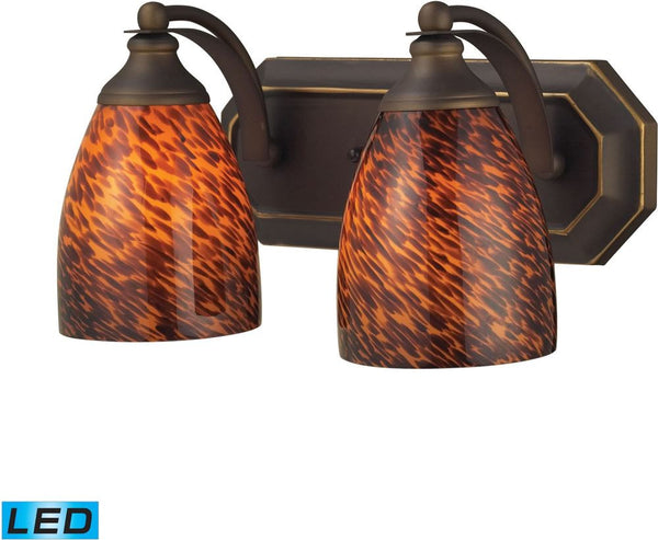 Bath and Spa 2 Light Led Vanity In Aged Bronze and Espresso Glass