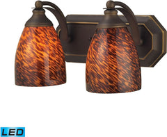 Bath and Spa 2 Light Led Vanity In Aged Bronze and Espresso Glass