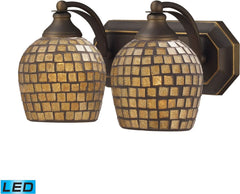 Bath and Spa 2 Light Led Vanity In Aged Bronze and Gold Leaf Glass