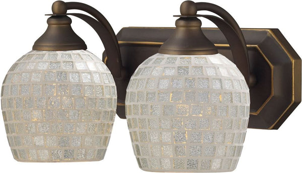 Bath and Spa 2 Light Vanity In Aged Bronze and Silver Glass