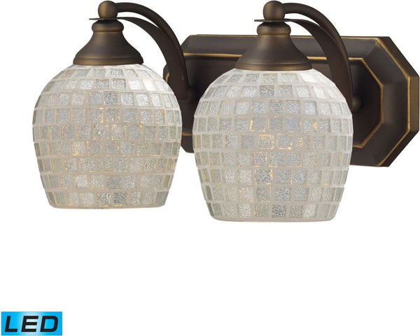 Bath and Spa 2 Light Led Vanity In Aged Bronze and Silver Glass