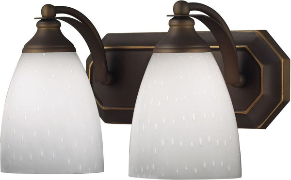 Bath and Spa 2 Light Vanity In Aged Bronze and Simple White Glass