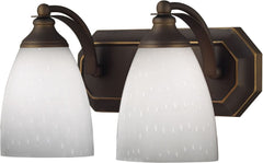 Bath and Spa 2 Light Vanity In Aged Bronze and Simple White Glass