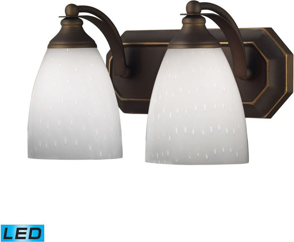 Bath and Spa 2 Light Led Vanity In Aged Bronze and Simple White Glass