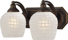 Bath and Spa 2 Light Vanity In Aged Bronze and White Glass