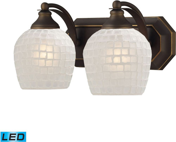 Bath and Spa 2 Light Led Vanity In Aged Bronze and White Glass