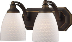 Bath and Spa 2 Light Vanity In Aged Bronze and White Swirl Glass