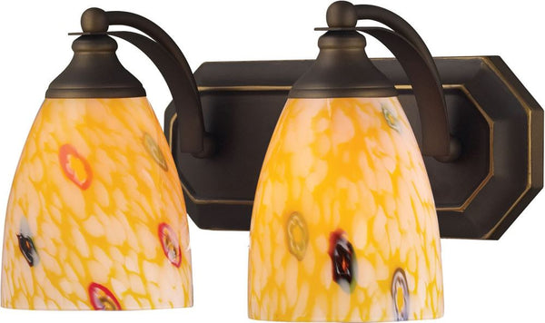 Bath and Spa 2 Light Vanity In Aged Bronze and Yellow Glass