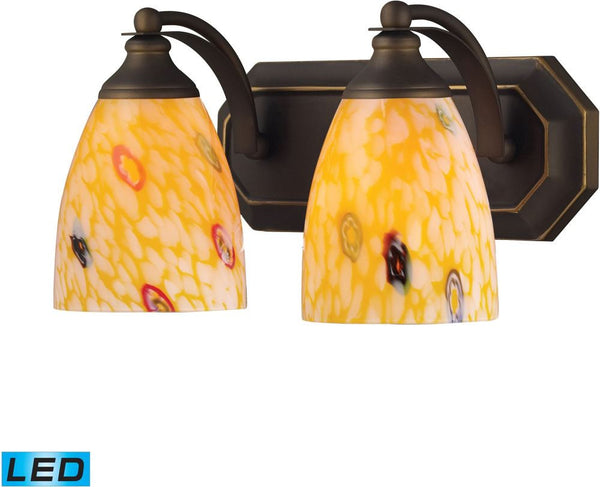 Bath and Spa 2 Light Led Vanity In Aged Bronze and Yellow Glass