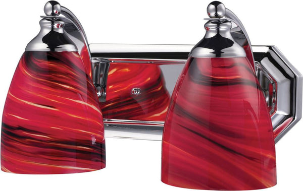 Bath and Spa 2 Light Vanity In Polished Chrome and Autumn Glass