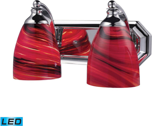 Bath and Spa 2 Light Led Vanity In Polished Chrome and Autumn Glass