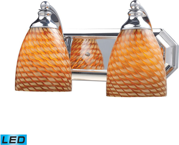 Bath and Spa 2 Light Led Vanity In Polished Chrome and Cocoa Glass