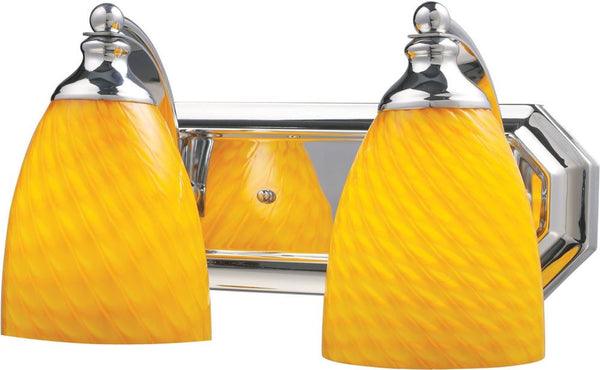 Bath and Spa 2 Light Vanity In Polished Chrome and Canary Glass
