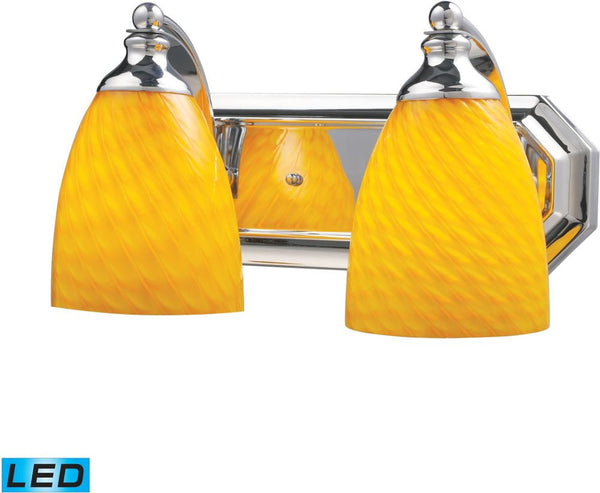 Bath and Spa 2 Light Led Vanity In Polished Chrome and Canary Glass