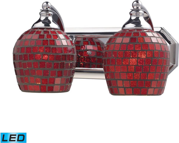 Bath and Spa 2 Light Led Vanity In Polished Chrome and Copper Glass