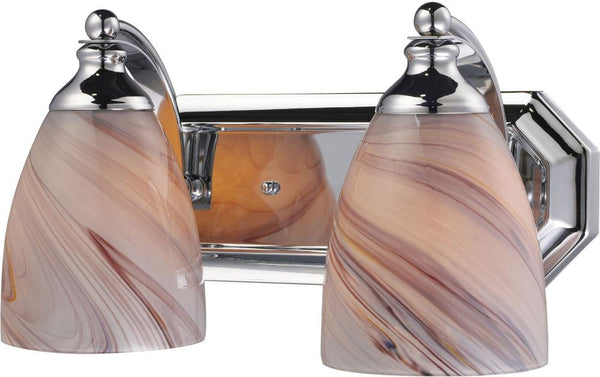 Bath and Spa 2 Light Vanity In Polished Chrome and Creme Glass