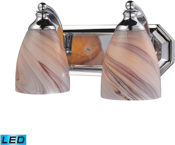 Bath and Spa 2 Light Led Vanity In Polished Chrome and Creme Glass