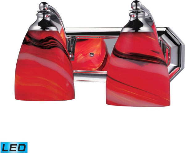 Bath and Spa 2 Light Led Vanity In Polished Chrome and Candy Glass